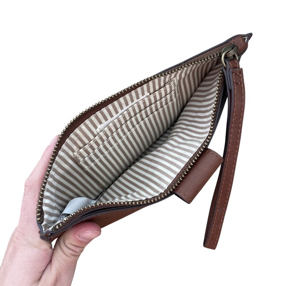 Brown Wristlet Wallet Clutch Zip‎ Around Studded Accent Small Purse - Picture 4 of 7